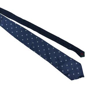 Tommy Hilfiger Navy Blue Silk Tie Circle Pattern Made In USA Classic Menswear